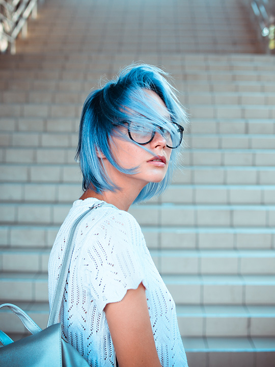 Синяя краска для волос окрашивание