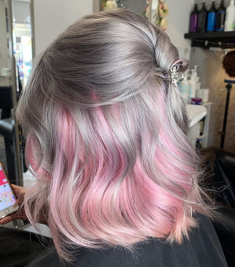 пепельно-розовый оттенок волос фото 9